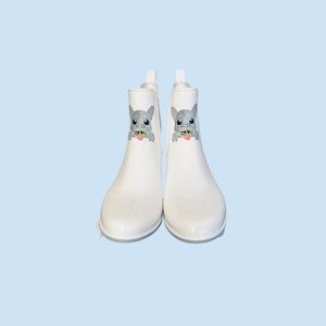 Sam Edelman Tinsley White PVC Boots with Dog Logo!